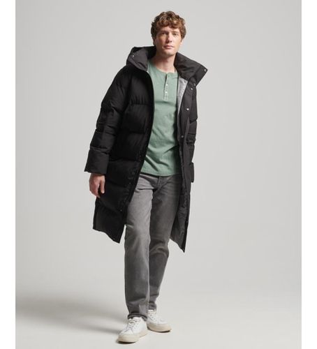 M5011784A Manteau long matelassé avec capuche noire (S), Casuel, Polister recyclé, Durable - Superdry - Modalova