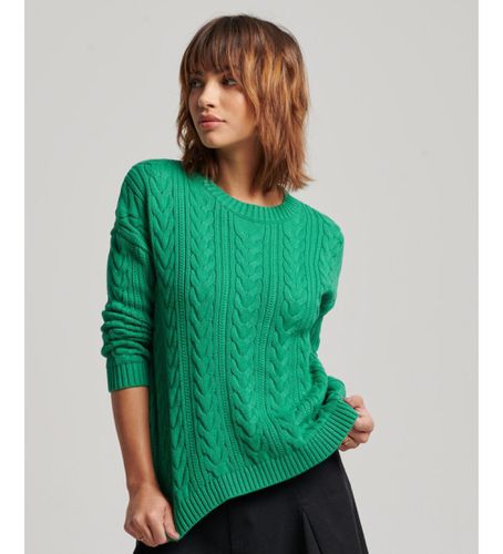 W6110542A Pull tressé en tricot avec col rond et épaules tombantes (XS), Casuel, Coton - Superdry - Modalova