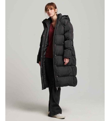 W5011642A Manteau long matelassé avec capuche noire (L), Casuel, Polyester, Durable - Superdry - Modalova