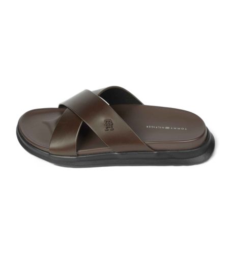 FM0FM05229 Sandales plates en cuir marron (40), Aucun, Casuel - Tommy Hilfiger - Modalova