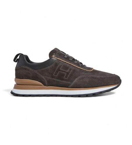 HMS21414 Chad Active Leather Sneakers dark brown (44), Cuir, Marron, Plat, Lacets, Casuel - Hackett London - Modalova