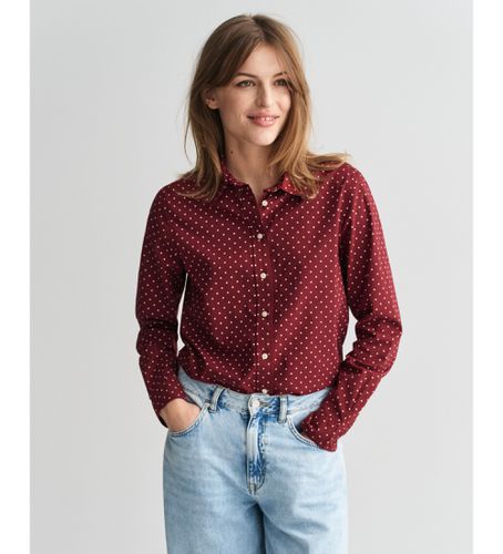 Chemise en gaze de coton à pois marron, coupe régulière (34), Casuel, Grenat, Manche longue - Gant - Modalova