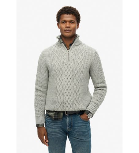 M6110639A Pull en tricot tressé demi-zip Jacob (XXL), Casuel, Gris, Acrylique, Durable - Superdry - Modalova