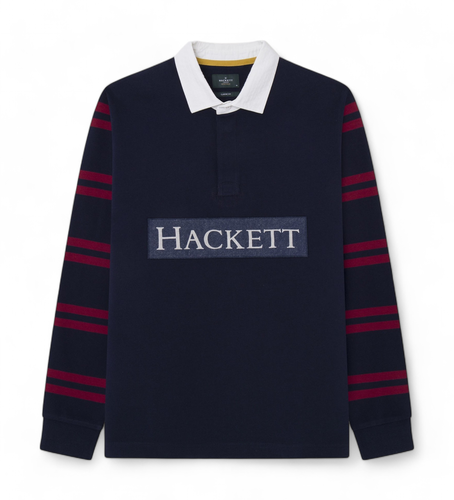 HM570834 Polo Heritage Soft (XS), Casuel, Coton, Manche longue, Marine - Hackett London - Modalova