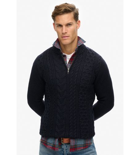 M6110639A Pull en tricot tressé demi-zip Jacob (L), Casuel, Acrylique, Marine - Superdry - Modalova