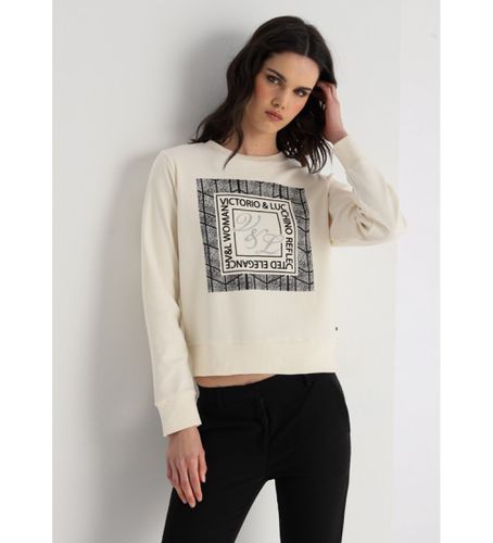 Sweat sans capuche avec graphisme stylisé (M), Beige, Casuel, Coton, Manche longue - Victorio & Lucchino, V&L - Modalova