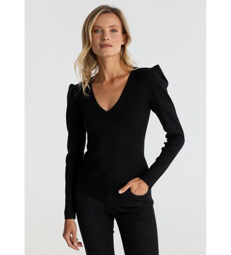 Pull ajusté avec encolure en V noire (XS), Casuel, Viscose, Manche longue - Victorio & Lucchino, V&L - Modalova