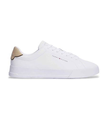 FM0FM05367 Court Detail Leather Sneakers (41), Cuir, Blanc, Plat, Lacets, Casuel - Tommy Hilfiger - Modalova