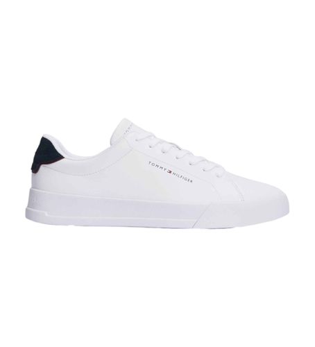 FM0FM05367 Court Detail Leather Sneakers (41), Cuir, Blanc, Plat, Lacets, Casuel - Tommy Hilfiger - Modalova