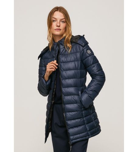 Til kvinder. PL402073 Quiltet frakke Agnes navy (S), , Casual, Polyester, Bæredygtig - Pepe Jeans - Modalova