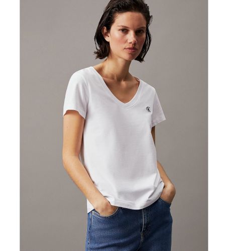 Til kvinder. J20J213716 T-shirt med smal V-udsk (XS), , Casual, Bomuld, Korte ærmer - Calvin Klein Jeans - Modalova