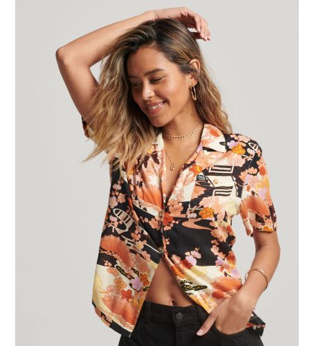 Til kvinder. W4010371A Vintage Logo Beach Resort Logo Shirt multicolour (M), Casual, , Viscose, Korte ærmer - Superdry - Modalova