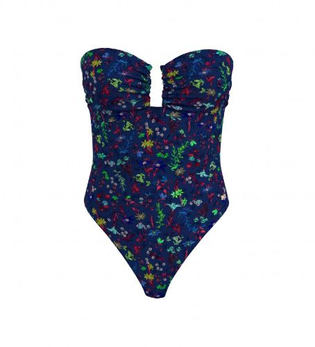 Til kvinder. UW0UW04531 Navy badedragt med blomsterprint (S), Badetøj, Blomstret, Bæredygtig, Genanvendt nylon - Tommy Hilfiger - Modalova