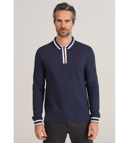 Til mænd. 850425248 Langærmet poloshirt med navy lynlås (S), Casual, Bomuld, Lange ærmer, Blå - Bendorff - Modalova