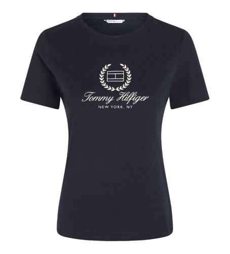 Til kvinder. WW0WW41761 Slim fit t-shirt med navy logo (M), Casual, Bomuld, Korte ærmer - Tommy Hilfiger - Modalova