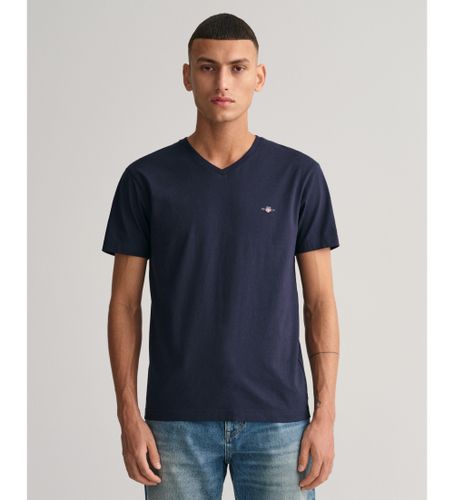 Til mænd. 2003186 Shield V-Neck T-shirt navy (S), Casual, Bomuld, Korte ærmer - Gant - Modalova