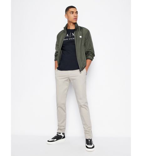 Til mænd. 8NZTCHZ8H4Z1510 Ensfarvet navy T-shirt (L), Casual, Bomuld, Lange ærmer - Armani Exchange - Modalova