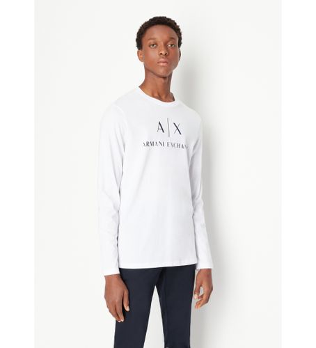 Til mænd. 8NZTCHZ8H4Z1100 T-shirt med logo (L), Casual, Bomuld, Lange ærmer, Bæredygtig, Genbrugsbomuld - Armani Exchange - Modalova