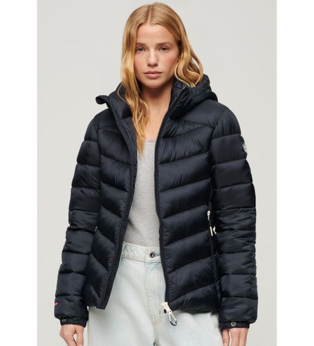 Til kvinder. W5011651A Vatteret jakke med hætte Fuji navy (M), Casual, Nylon, Lange ærmer - Superdry - Modalova