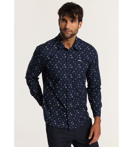 Til mænd. 145323840 - Langærmet skjorte med navy miniprint (S), Casual, Bomuld, Lange ærmer - Lois Jeans - Modalova