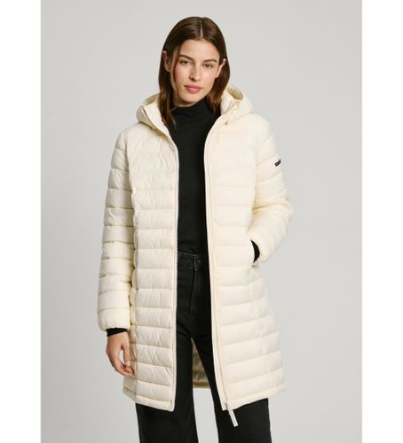 Til kvinder. PL402442 Ammy Coat Lang off-white (XS), Hvid, Casual, Nylon, Lange ærmer - Pepe Jeans - Modalova