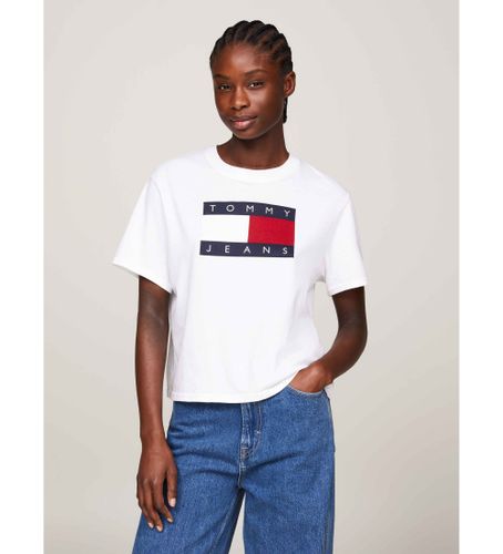 Til kvinder. DW0DW18629 Loose fit logo t-shirt (L), Casual, Korte ærmer, Bæredygtig, Genbrugsbomuld - Tommy Jeans - Modalova