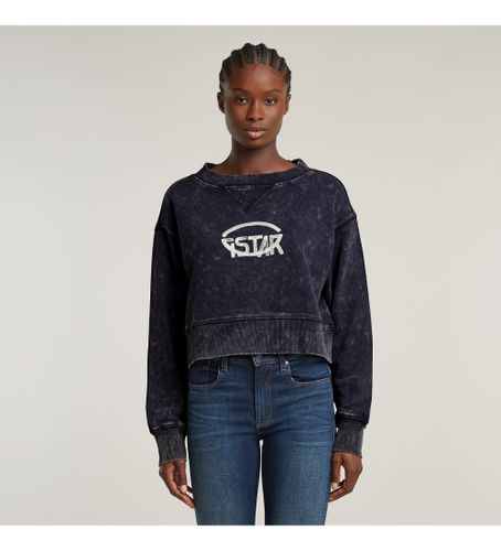 Til kvinder. D26655-D249-H193 Overdyed Cropped Logo Loose navy sweatshirt (XXS), Casual, Økologisk bomuld, Bæredygtig - G-Star - Modalova