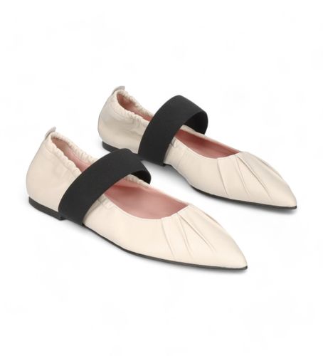 Til kvinder. 51644 Ballerinaer Ella off-white (36), Læder, , Fast, 1-3 cm, Ingen, Casual - Pretty Ballerinas - Modalova