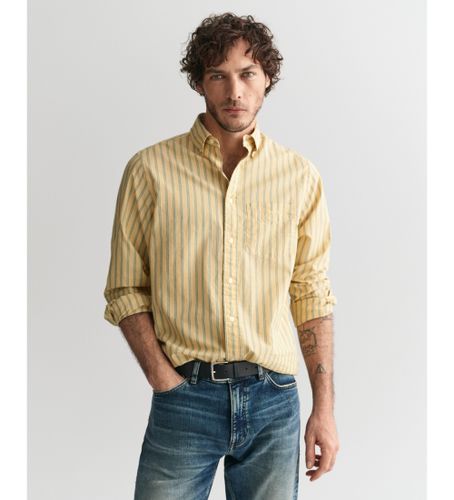 Til mænd. 3240201 Regular Fit Poplin Striped Poplin Shirt Archive yellow (L), Casual, Lange ærmer, Økologisk bomuld, Bæredygtig - Gant - Modalova
