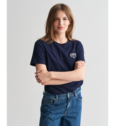 Til kvinder. 4201271 T-shirt med lille navy-design (S), Casual, Korte ærmer, Økologisk bomuld, Bæredygtig, Blå - Gant - Modalova