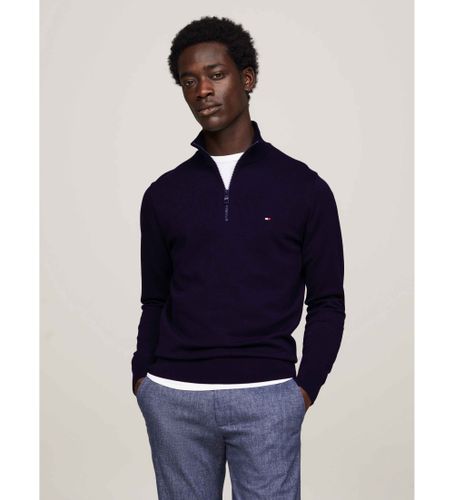 Til mænd. MW0MW25352 Jumper 1985 Zip Mock navy (M), Casual, Økologisk bomuld, Bæredygtig - Tommy Hilfiger - Modalova