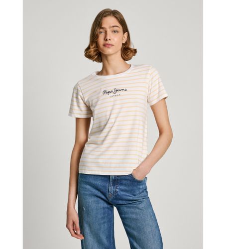 Til kvinder. PL505876 Elba T-shirt (XS), Casual, Korte ærmer, Økologisk bomuld, Bæredygtig - Pepe Jeans - Modalova