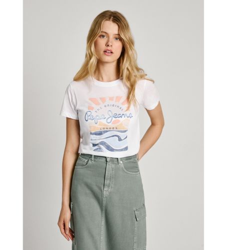 Til kvinder. PL505885 Esha T-shirt (XS), Casual, Korte ærmer, Økologisk bomuld, Bæredygtig - Pepe Jeans - Modalova