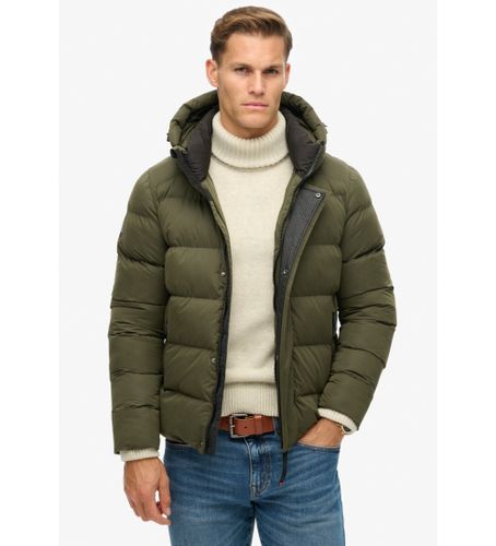 Til mænd. M5011907A Vatteret jakke med hætte i mikrofiber Sportsgrøn (XXL), Casual, Genanvendt polister, Bæredygtig - Superdry - Modalova