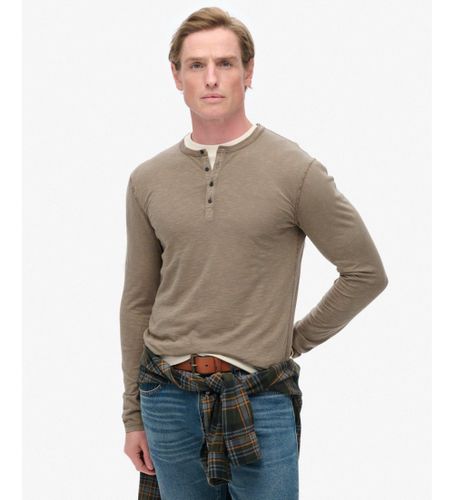 Til mænd. M6010843A langærmet T-shirt med bagerkrave (XXL), Casual, Bomuld, Lange ærmer - Superdry - Modalova