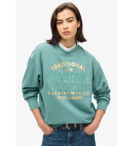 Til kvinder. W2012154A Løstsiddende sweatshirt med metallisk logo Luxe (XS), Casual, Bomuld, Bæredygtig - Superdry - Modalova