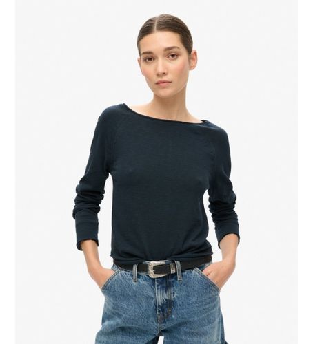 Til kvinder. W6011973A Fransk marinefarvet frottéskjorte (M), Casual, Bomuld, Lange ærmer - Superdry - Modalova
