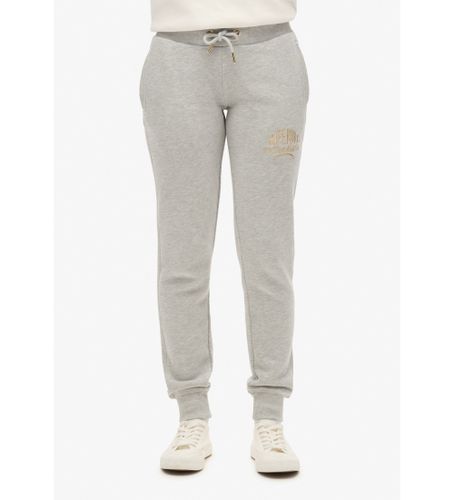 Til kvinder. W7011093A Joggingbukser med metallisk logo Luxe grey (M), Casual, Sport, , Bomuld, Multisport, Bæredygtig - Superdry - Modalova