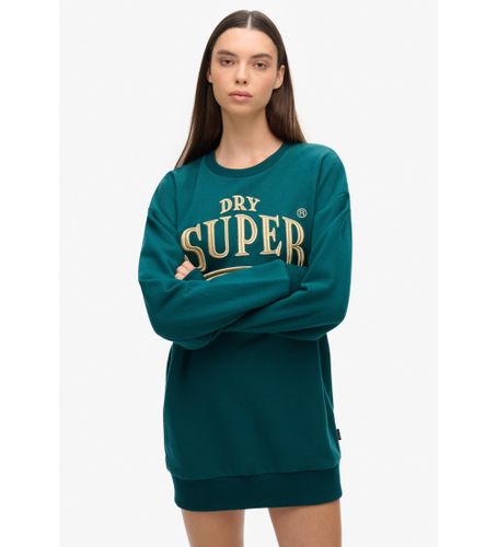 Til kvinder. W8011755A Kjole i sweatshirtstof med metallisk Luxe-logo i (S/M), Casual, Bomuld, Lange ærmer, Bæredygtig - Superdry - Modalova