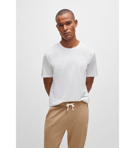 Til mænd. 50515391 T-shirt i stretch-bomuld med hvidt broderet logo (S), Casual, Korte ærmer - BOSS - Modalova