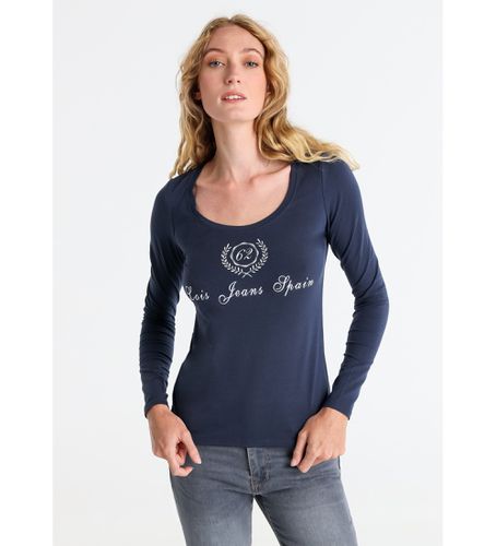 Til kvinder. 422932675 Navy t-shirt med rund hals (XS), Casual, Viscose, Lange ærmer, Blå - Lois Jeans - Modalova