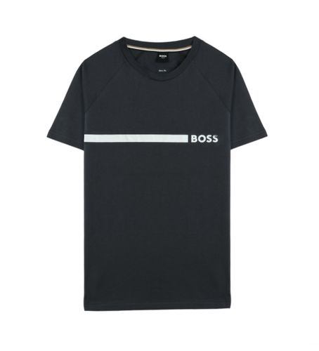 Til mænd. 50517970 Slim fit bomuldsstrikket T-shirt med blåt logoprint (XL), Korte ærmer - BOSS - Modalova