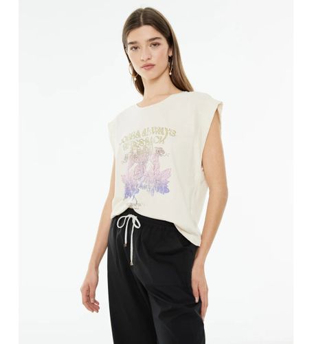 Til kvinder. V25CT423 Ærmeløs T-shirt med hvidt ecru slangemønster (L), Casual, Korte ærmer, Økologisk bomuld, Bæredygtig - SYSTEM ACTION - Modalova