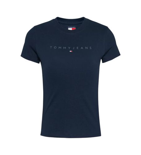 Til kvinder. DW0DW20315 Slim Tonal Linear T-shirt navy (M), Casual, Korte ærmer, Økologisk bomuld, Bæredygtig - Tommy Jeans - Modalova