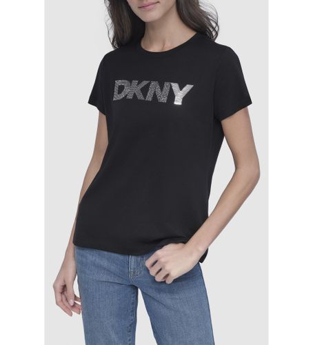 Til kvinder. DJ5T1423 T-shirt med logo, (XS), Casual, Bomuld, Korte ærmer - DKNY - Modalova