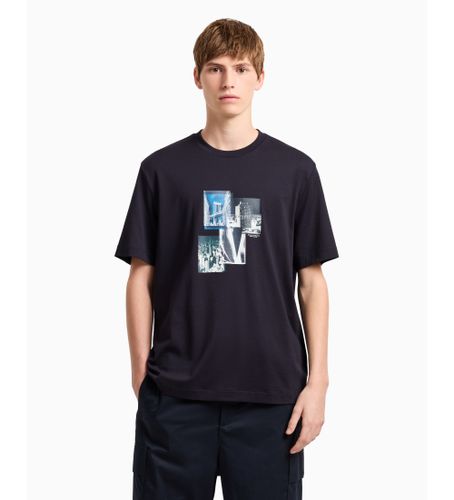 Til mænd. XM000269AF12112UB101 Navy kortærmet t-shirt (L), Casual, Bomuld, Korte ærmer - Armani Exchange - Modalova