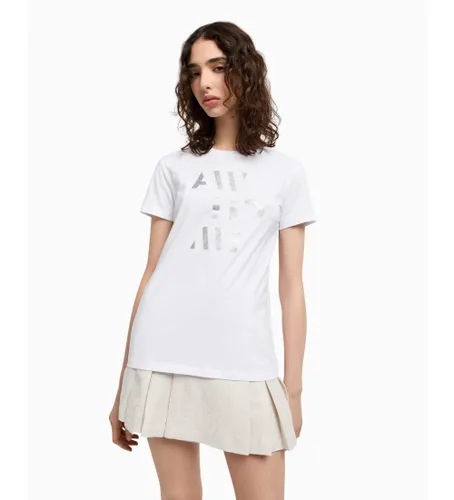Til kvinder. XW000523AF10359U0002 Kortærmet t-shirt med rund hals, (L), Casual, Bomuld, Korte ærmer - Armani Exchange - Modalova