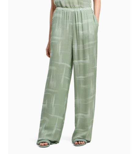 Til kvinder. XW000572AF12051F7037 Højtaljede bukser med brede ben, grønne (XXS), Casual, Viscose - Armani Exchange - Modalova