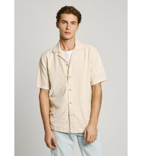 Til mænd. PM308833 Ansel-skjorte ecru (M), Beige, Casual, Bomuld, Korte ærmer, Bæredygtig - Pepe Jeans - Modalova