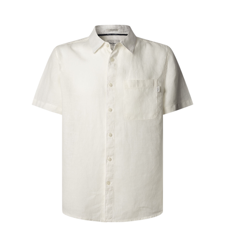 Til mænd. PM308847 Amaro ecru skjorte (L), Casual, Linned, Korte ærmer - Pepe Jeans - Modalova